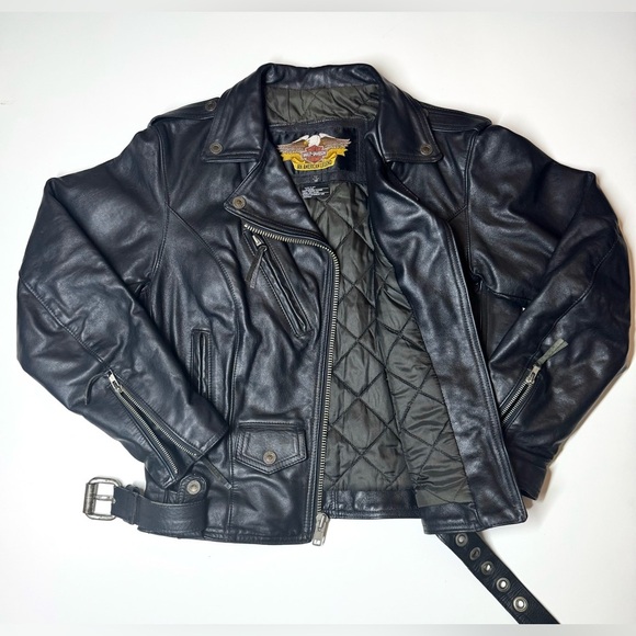 Harley-Davidson Jackets & Blazers - Harley Davidson Women’s Vintage Black Leather Moto Biker Jacket Size- Medium
